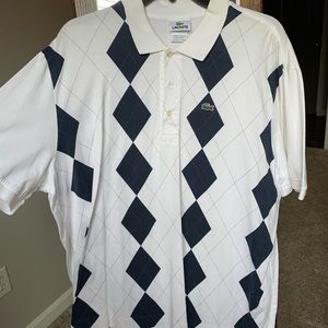 Lacoste Polo size 7, white and navy, Large